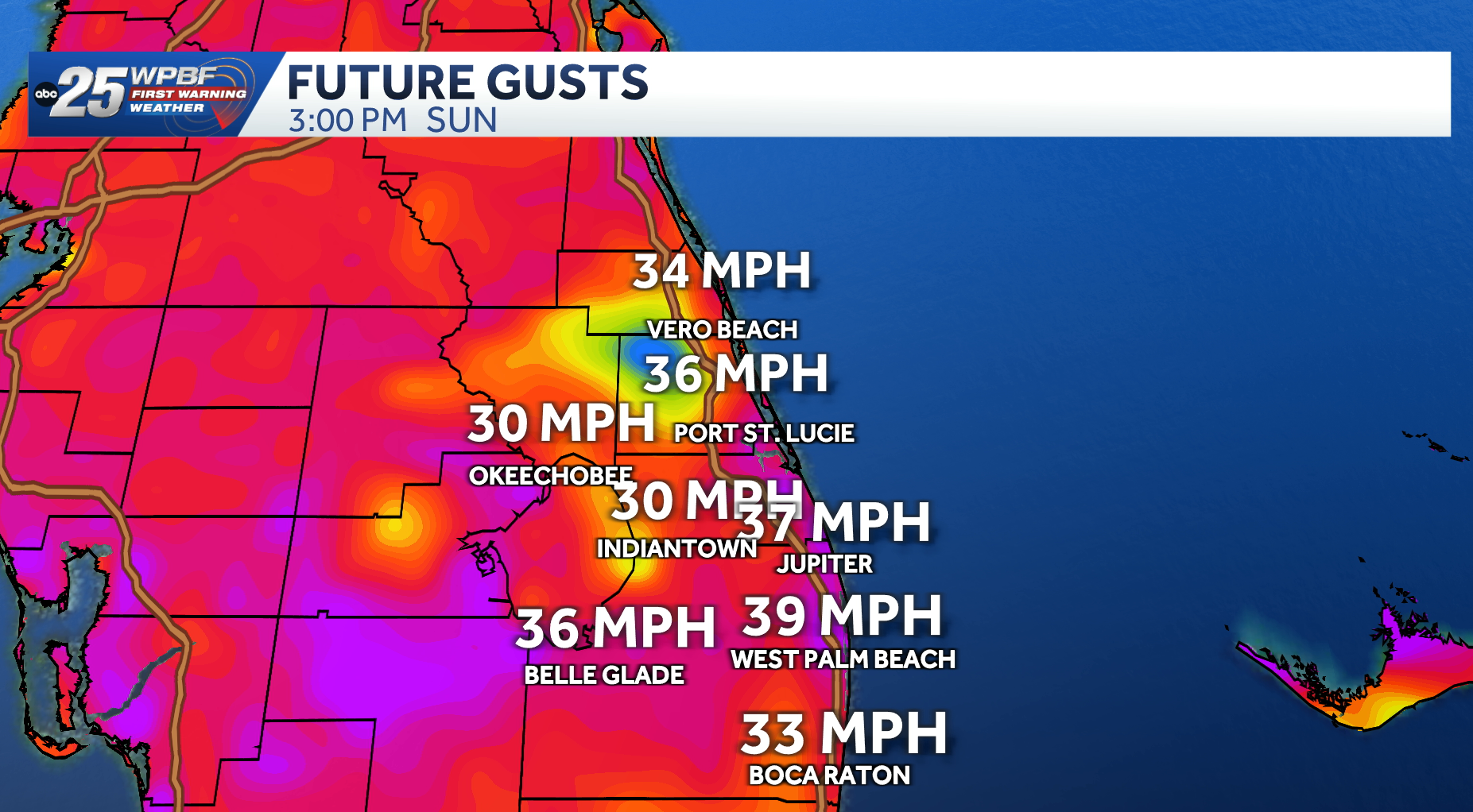 Strong winds and scattered rain expected in the Palm Beaches, Treasure Coast next two days — WPBF West Palm Beach
