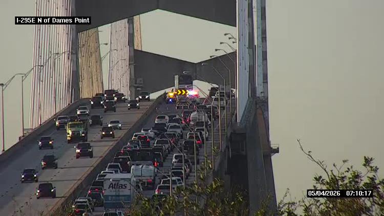 Crash at Dames Point Bridge on I-295 caused morning traffic delays — First Coast News Local