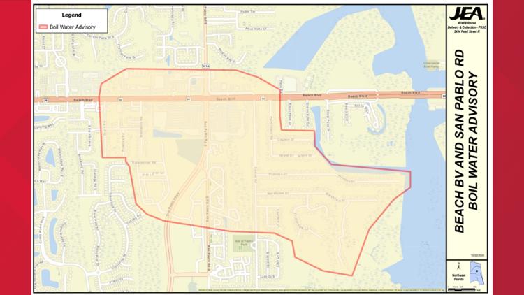 Boil Water Advisory in place for parts of San Pablo Road after water main break — First Coast News Local